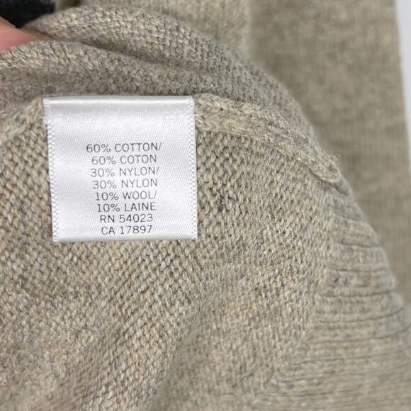 Banana Republic Mens M Taupe Cream Argyle V Neck Cotton Wool Sweater Pullover - Picture 6 of 7